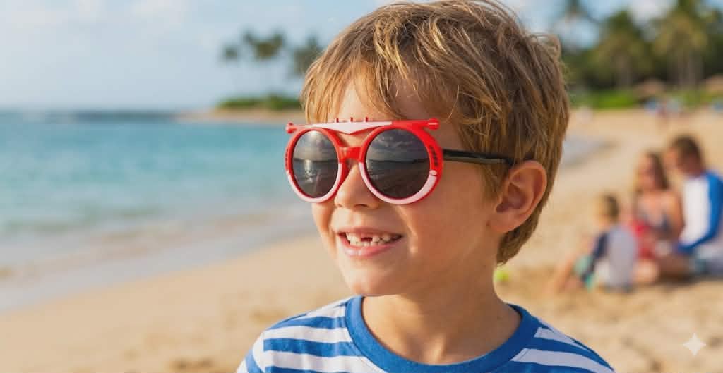 Lunettes de Soleil Enfant – Design Futuriste Rouge & Noir