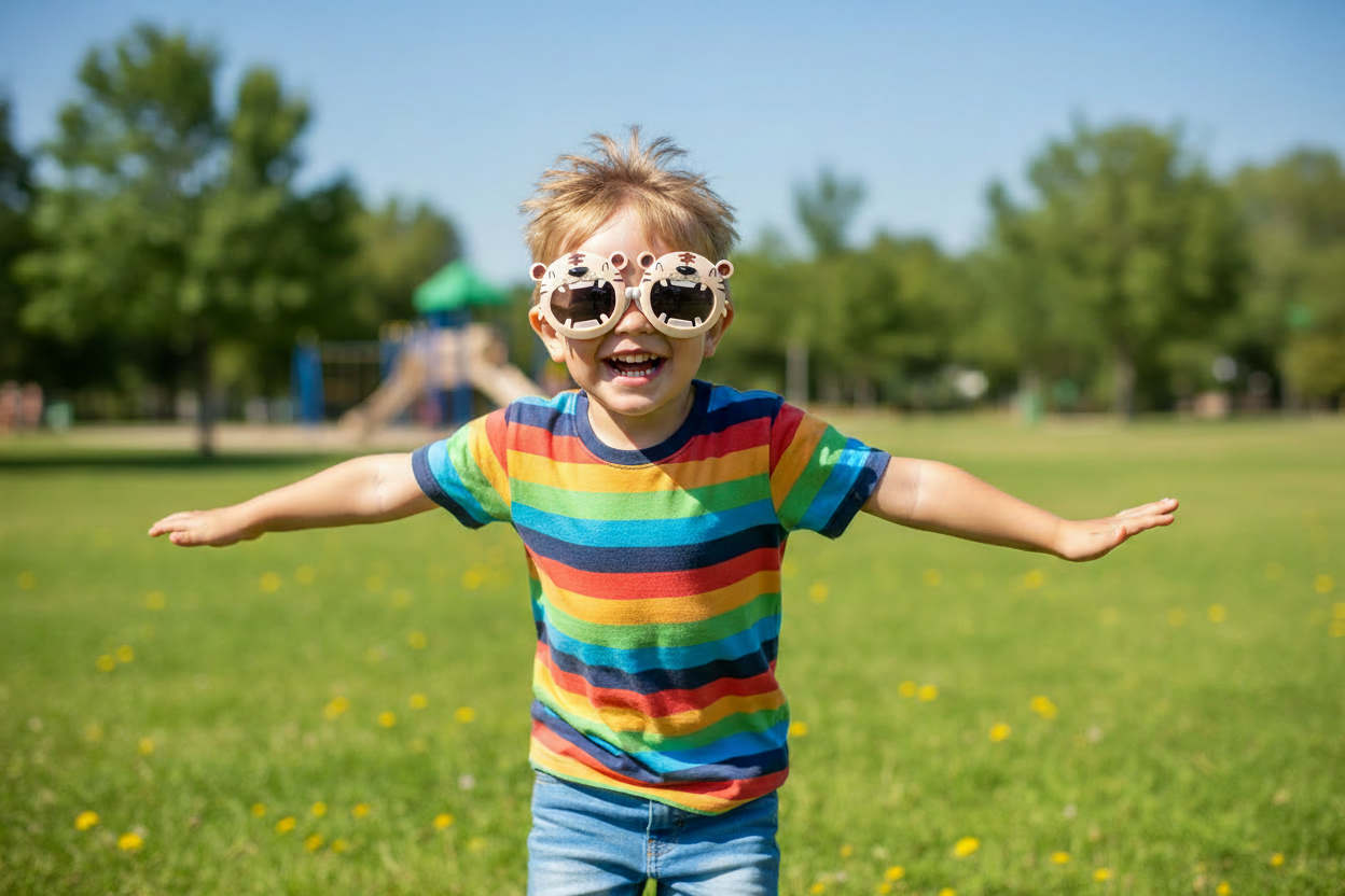 Garçon 6-9 ans avec lunettes tigre